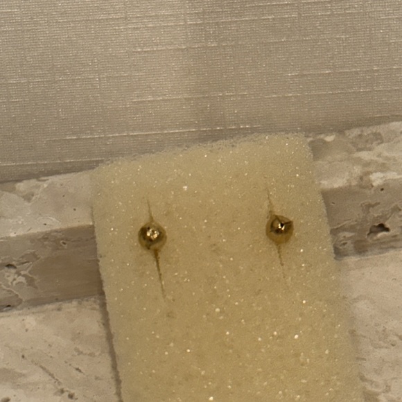 10k Gold blue rhinestone earrings - Picture 4 of 4